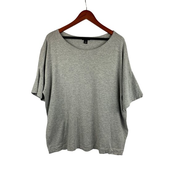 Halogen Xl Grey Loose-Fit Short-Sleeve Top - Picture 1 of 4